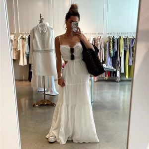 Paola White Boho Maxi Dress